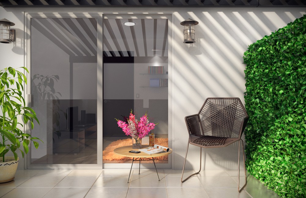 Render de terraza de casa