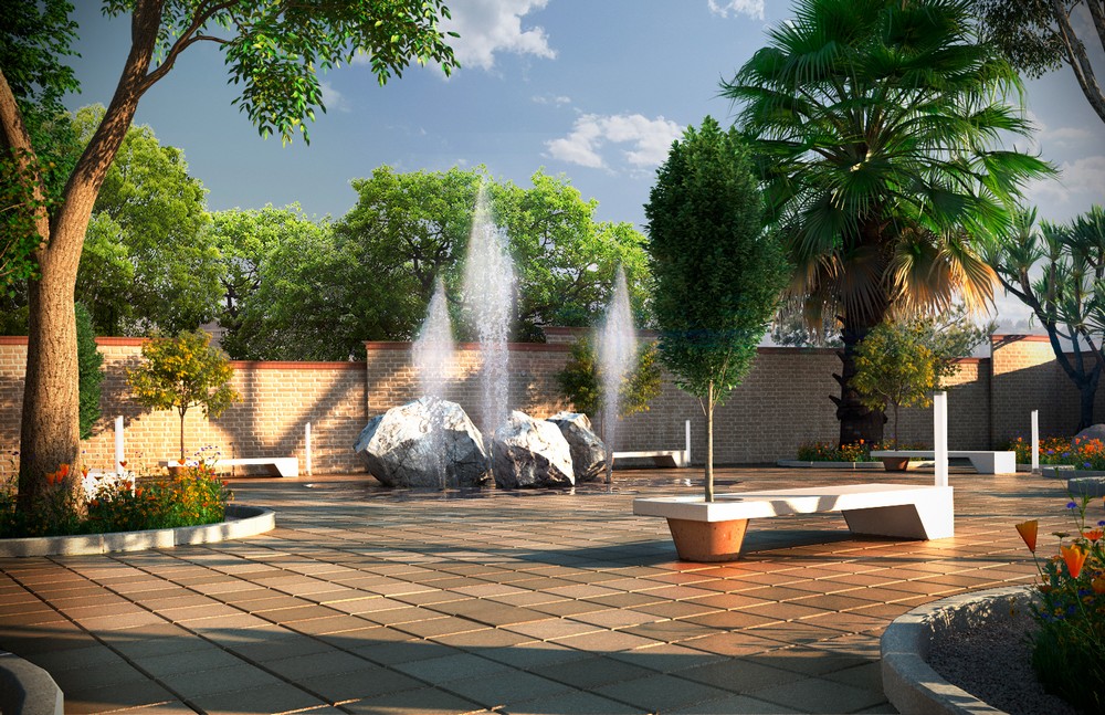 Render exterior de parques y jardines