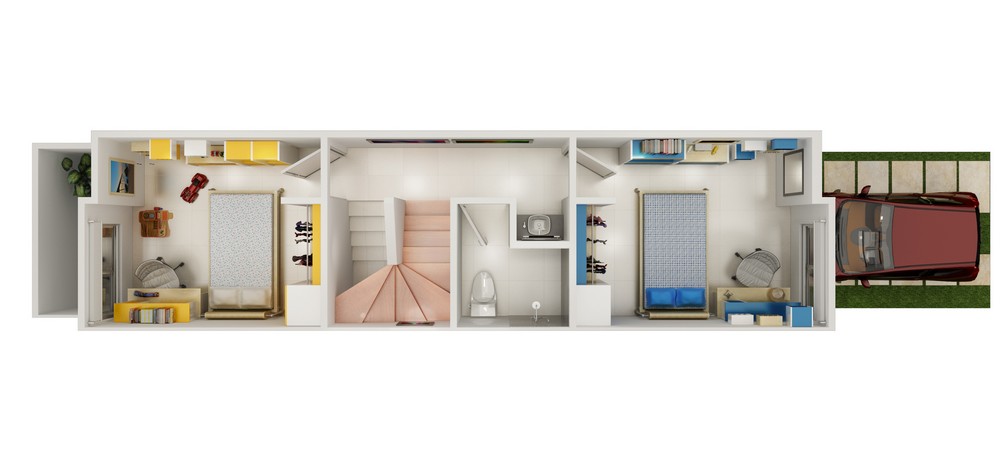Maqueta render 3d de casa habitación