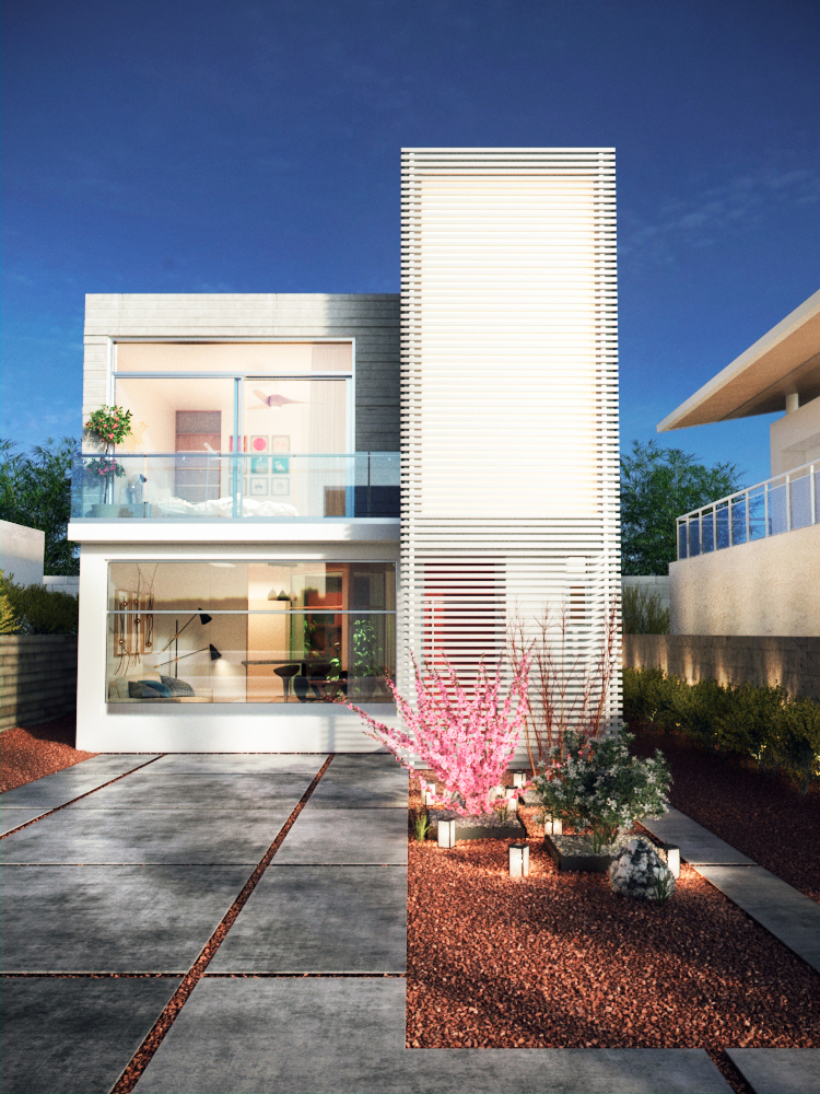 Render de fachada de casa moderna