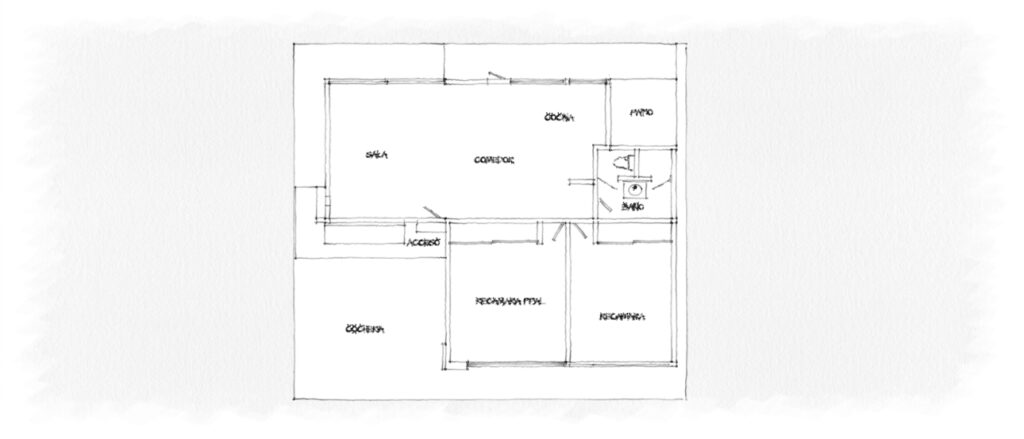 Croquis de distribución de casa habitación