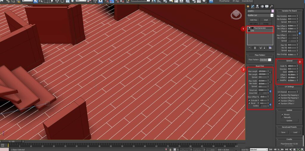 Plugin Floorgenerator que utilizo para crear pisos dentro de 3ds max para un render de maqueta
