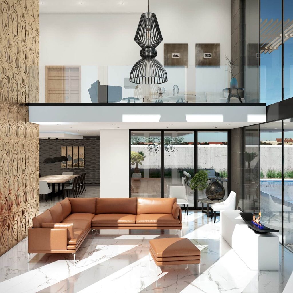 Planos de casas modernas. El diseño de interiores de este proyecto es elegante y distinguido