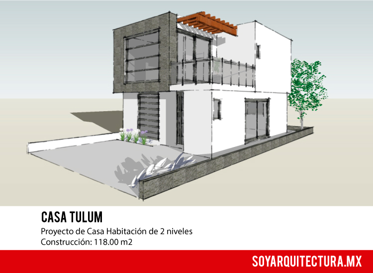 diseño de casa moderna de 2 niveles con balcón
