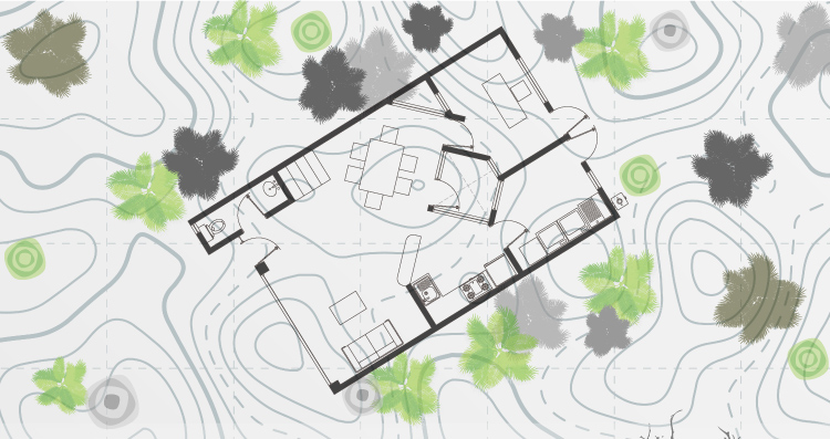 Sembrado de proyecto sobre terreno