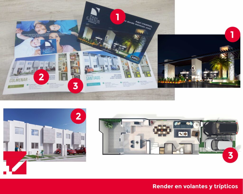 Render 3D que ilustran inmuebles en preventa