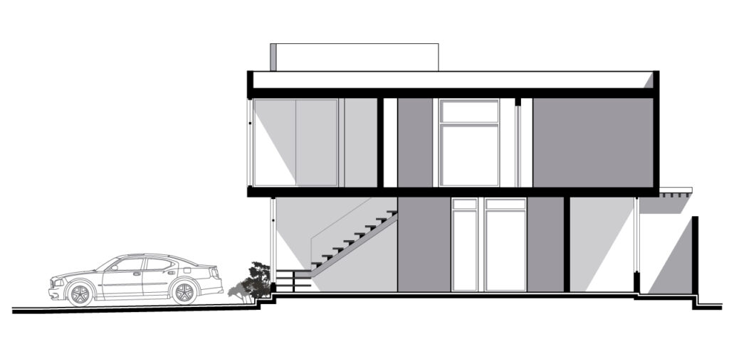 Planos de casas modernas.
Corte transversal de una casa habitación