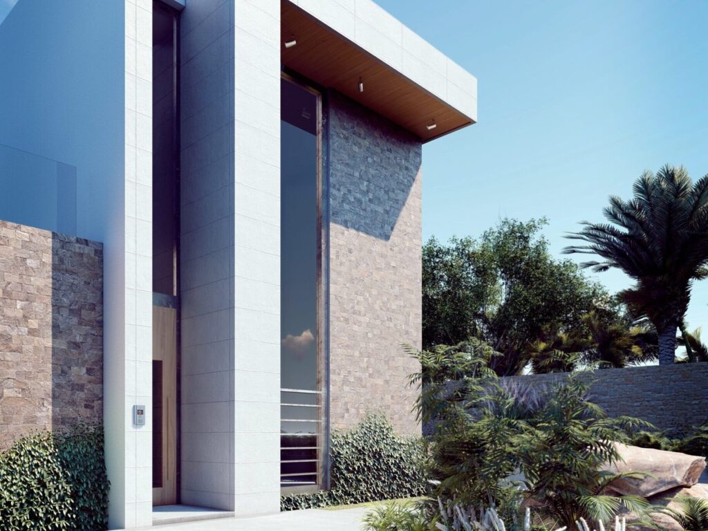 Renders de proyecto arquitectónico para casa residencial vista derecha