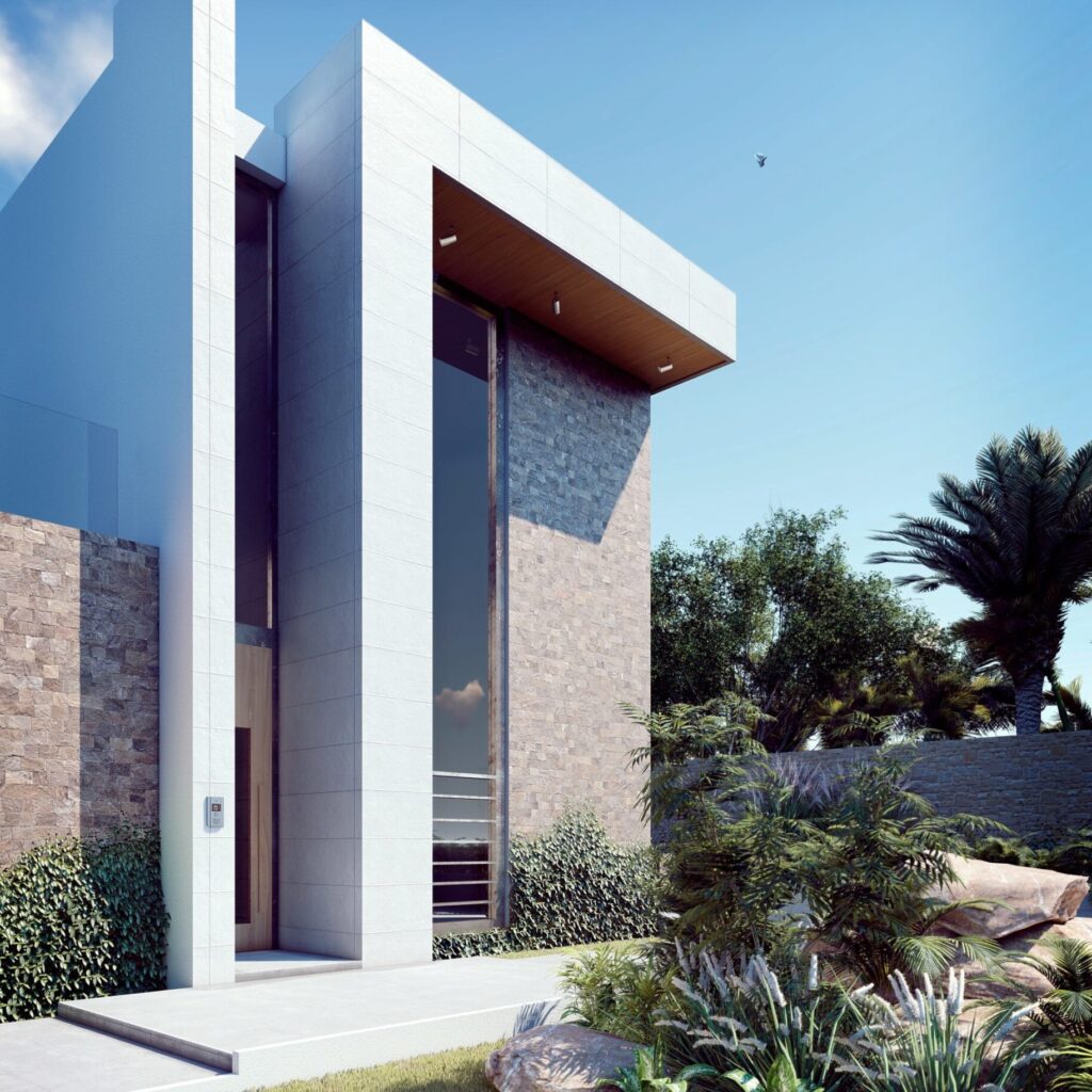 Renders de planos de casa moderna de 2 pisos, casa residencial de lujo

