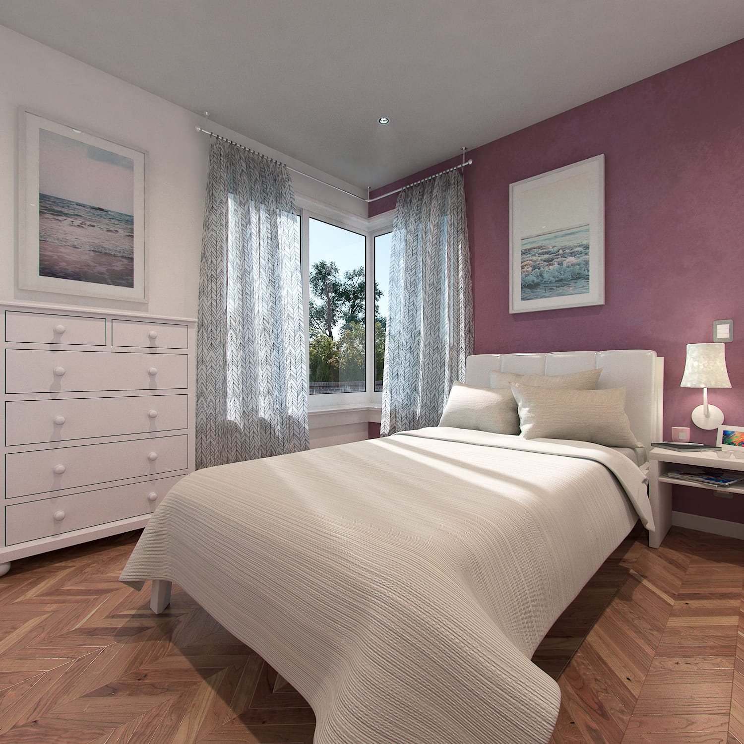 Render interior de recámara, diseño de interiores, proyecto arquitectónico de casa, planos de casas, servicios de arquitectos