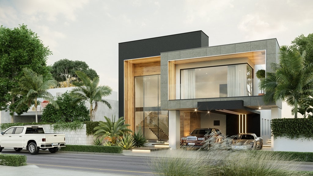 Fachada de casa moderna planos de casa "roble"
