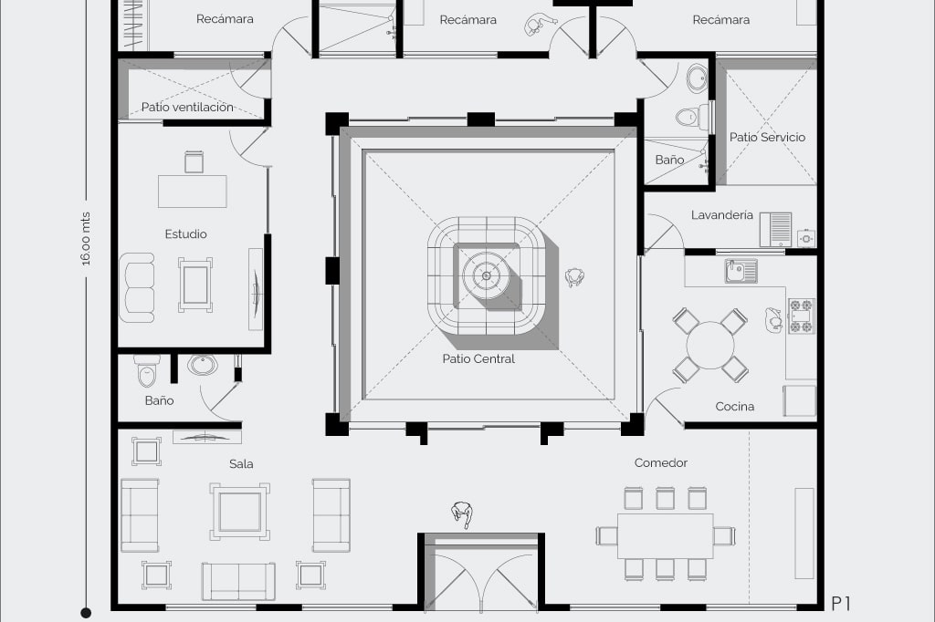 Planos estilo colonial de casa moderna
