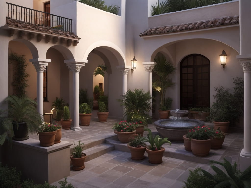 Patio de casa colonial moderna