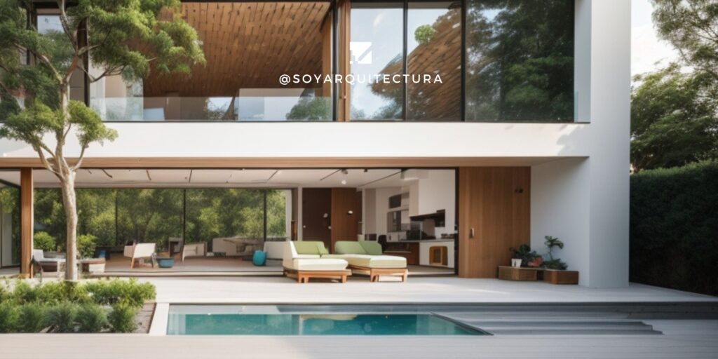 Fachada de casa moderna. Planos de casas funcionales.