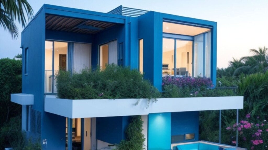 Fachada de color de casa moderna