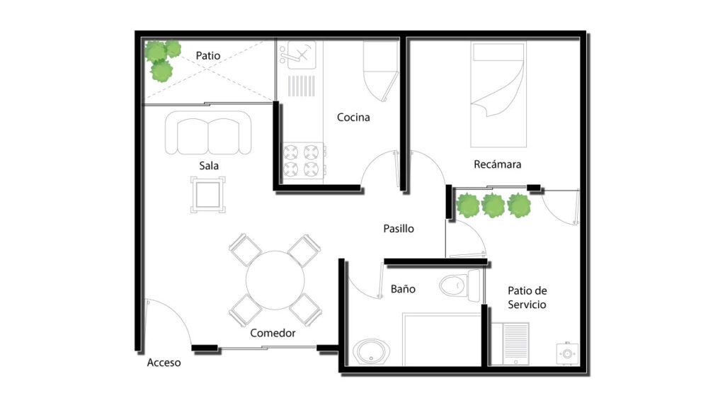 Plano de casa funcional. Planos de casa pequeña
